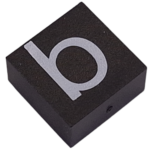 Modulex Tile 2 × 2 with White 'b' Print, without Internal Supports