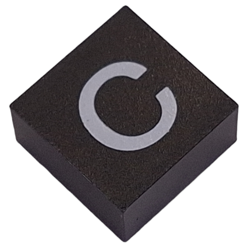 Modulex Tile 2 × 2 with White 'c' Print, without Internal Supports