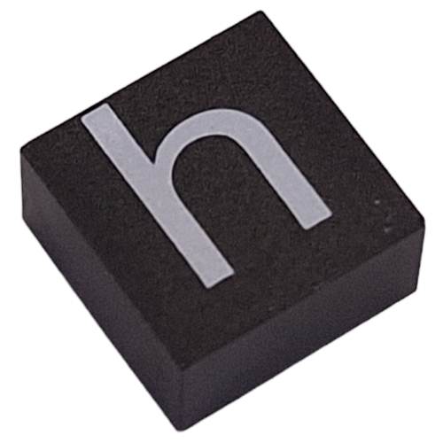 Modulex Tile 2 × 2 with White 'h' Print, without Internal Supports