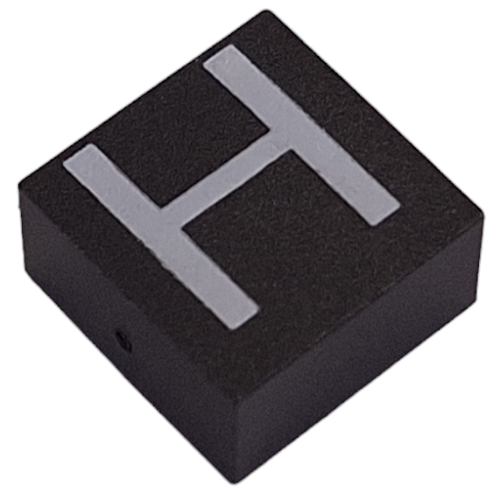 Modulex Tile 2 × 2 with White 'H' Print, without Internal Supports