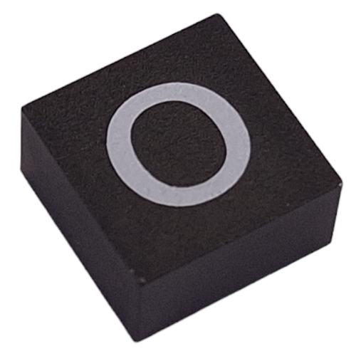 Modulex Tile 2 × 2 with White 'o' Print, without Internal Supports