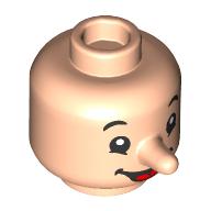 Minifig Head Special with Molded Nose, Black Eyes, Open Mouth Smile, Tongue print Hellnougat