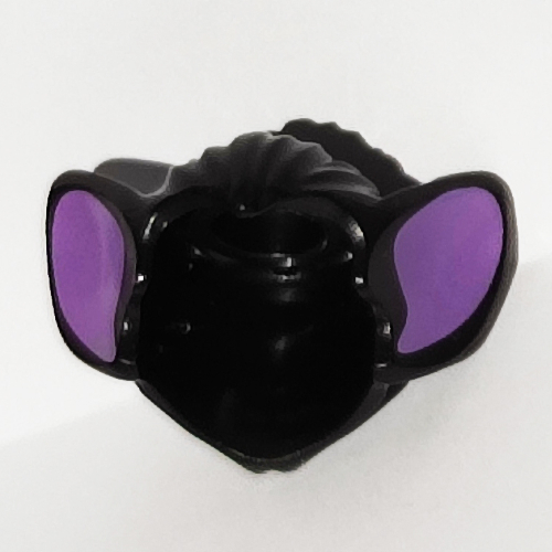 Hair, Bat Ears with Medium Lavender Inner Ear Print Black
