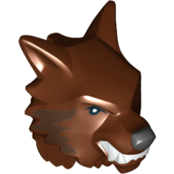 Minifig Head Special, Werewolf with Dark Brown Fur Print Rotbraun