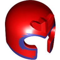 Helmet with Front Prongs and Wide Dark Purple Print (Magneto) Red