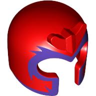 Helmet with Front Prongs and Thin Dark Purple Print (Magneto) Red