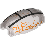 Windscreen 10 × 6 × 3 Bubble Canopy Double Tapered with Square Front Cutout and Ninjago Silver Frame with Orange Cracks Print Trans-Brown