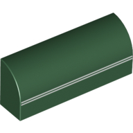 Brick Curved 1 × 4 × 1 1/3 No Studs with Twin White Line Speed Stripe Print Dark Green