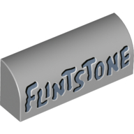 Brick Curved 1 × 4 × 1 1/3 No Studs with 'FLINTSTONE' Print Light Bluish Gray