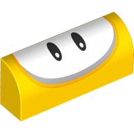 Brick Curved 1 × 4 × 1 1/3 No Studs with White Oval with 2 Black Eyes Print Yellow