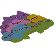 Tree Top, Lavender, Bright Pink, Yellow, Dark Azure, and Bright Green, with String Lights Print Transparent