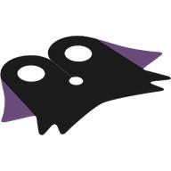 Neckwear Cape Collar, Pointed with 2 Dark Purple and 4 Black Points (Maleficent), Rounded at Neck [Top with 2 Holes] Black