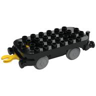 Duplo Train Base 4 × 8 with Light Bluish Gray Train Wheels and Yellow Moveable Hook (New Version) Black