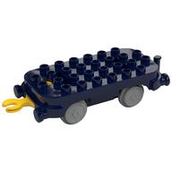 Duplo Train Base 4 × 8 with Light Bluish Gray Train Wheels and Yellow Moveable Hook (New Version) Dark Blue