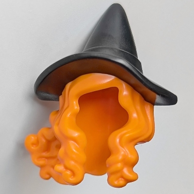 Hair and Hat, Black Witches Hat pattern Orange