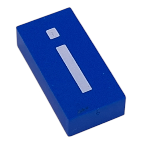 Modulex Tile 2 × 4 with White 'i' print, without Internal Supports Modulex Tile Blue