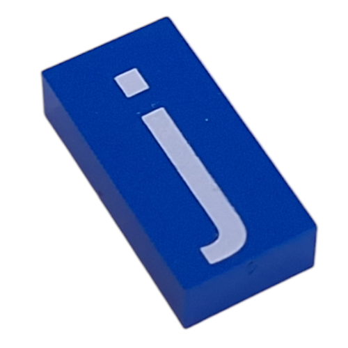 Modulex Tile 2 × 4 with White 'j' print, without Internal Supports