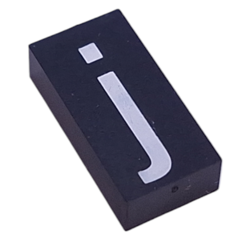 Modulex Tile 2 × 4 with White 'j' print, without Internal Supports Modulex Black