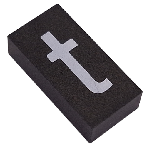 Modulex Tile 2 × 4 with White 't' print, without Internal Supports