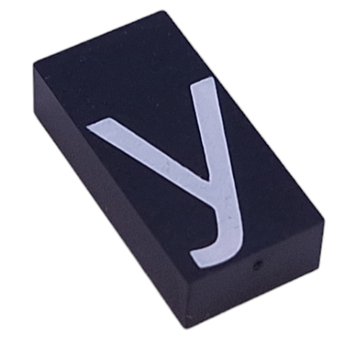 Modulex Tile 2 × 4 with White 'y' Print, without Internal Supports