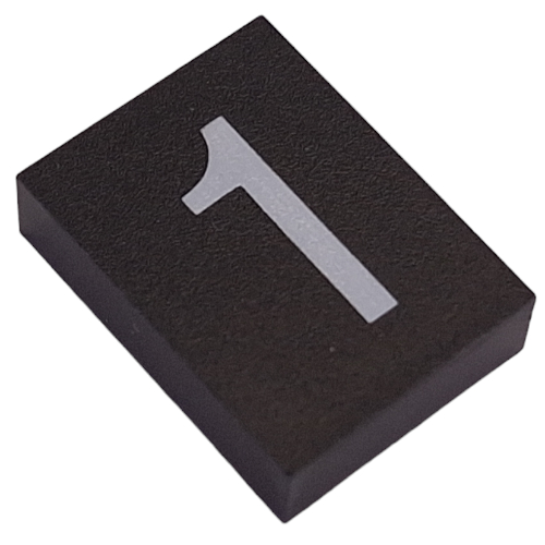 Modulex Tile 3 × 4 with White '1' print, without Internal Supports Modulex Tile Gray