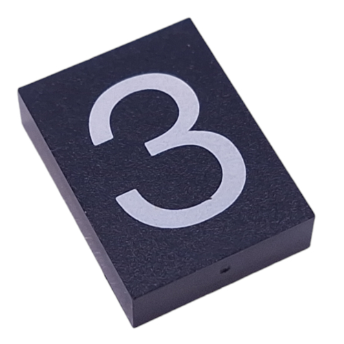 Modulex Tile 3 × 4 with White '3' print, without Internal Supports Modulex Tile Brown