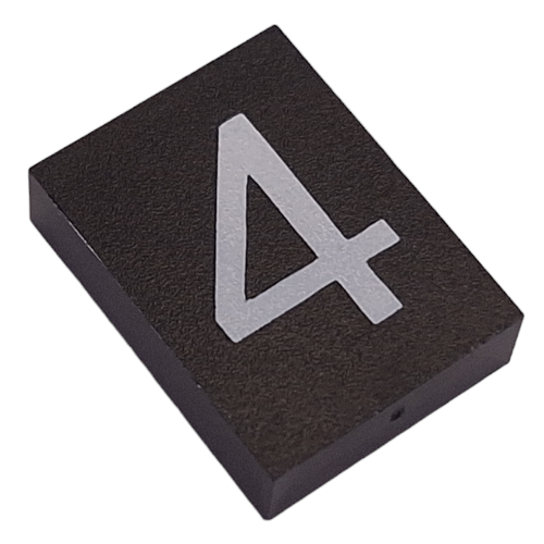 Modulex Tile 3 × 4 with White '4' print, without Internal Supports Modulex Tile Brown