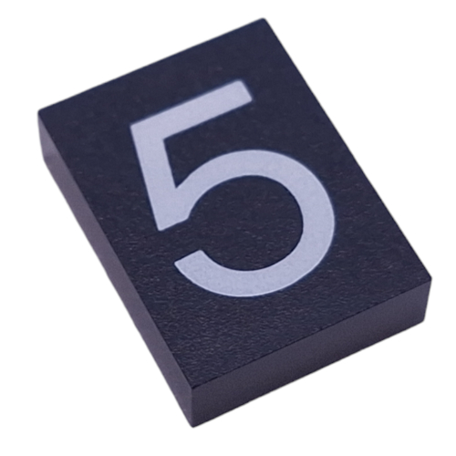 Modulex Tile 3 × 4 with White '5' print, without Internal Supports Modulex Tile Blue