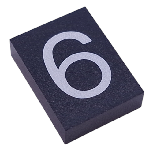 Modulex Tile 3 × 4 with White '6' print, without Internal Supports Modulex Tile Brown