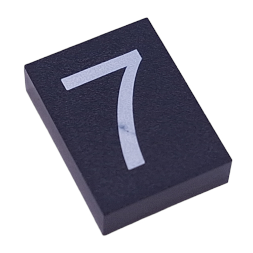 Modulex Tile 3 × 4 with White '7' print, without Internal Supports Modulex Tile Blue