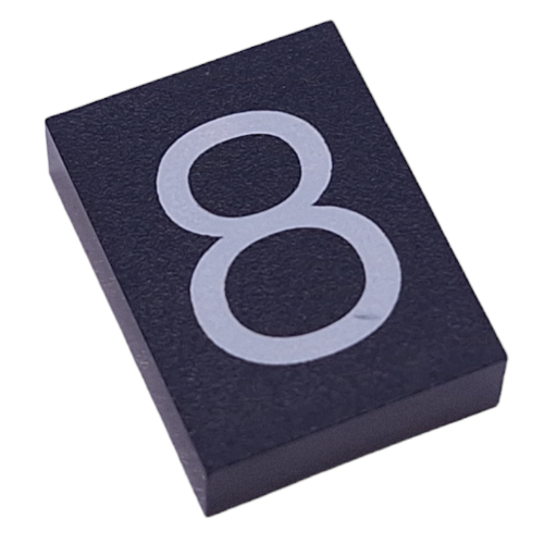 Modulex Tile 3 × 4 with White '8' print, without Internal Supports Modulex Tile Blue