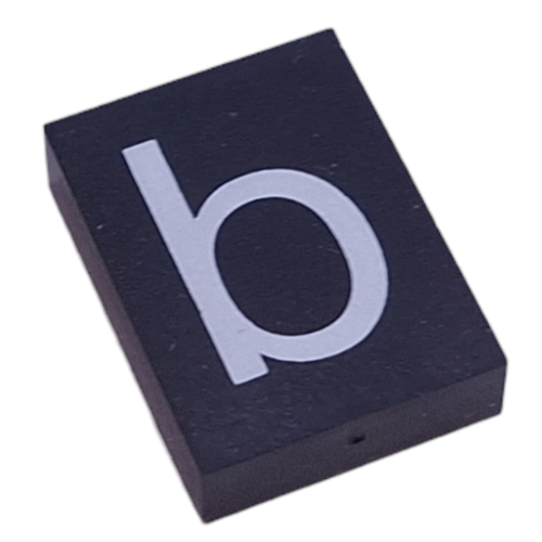 Modulex Tile 3 × 4 with White 'b' print, without Internal Supports Modulex Tile Gray