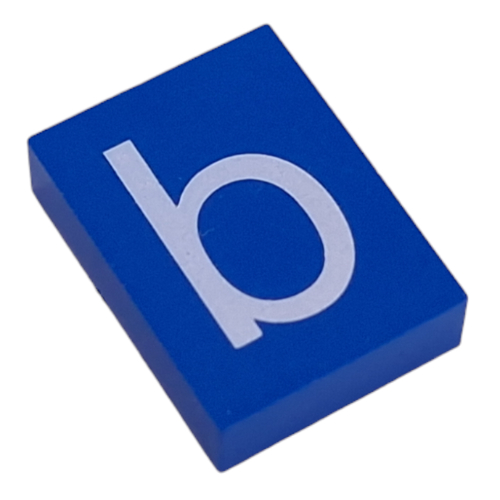 Modulex Tile 3 × 4 with White 'b' print, without Internal Supports Modulex Tile Blue