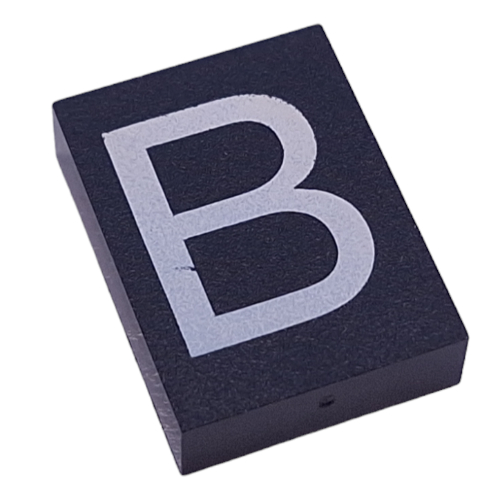 Modulex Tile 3 × 4 with White 'B' print, without Internal Supports Modulex Tile Gray
