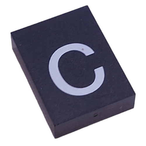 Modulex Tile 3 × 4 with White 'c' print, without Internal Supports Modulex Black