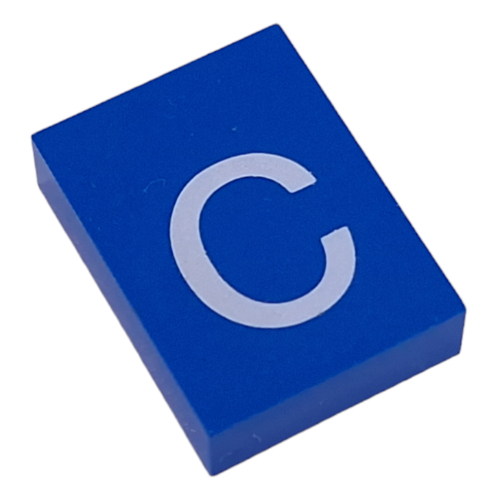 Modulex Tile 3 × 4 with White 'c' print, without Internal Supports Modulex Tile Blue