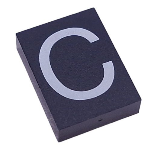 Modulex Tile 3 × 4 with White 'C' print, without Internal Supports Modulex Tile Gray