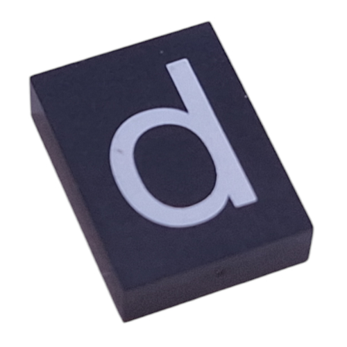 Modulex Tile 3 × 4 with White 'd' print, without Internal Supports