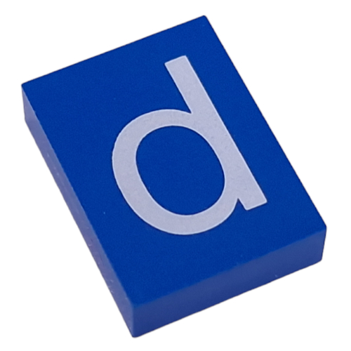 Modulex Tile 3 × 4 with White 'd' Print, without Internal Supports