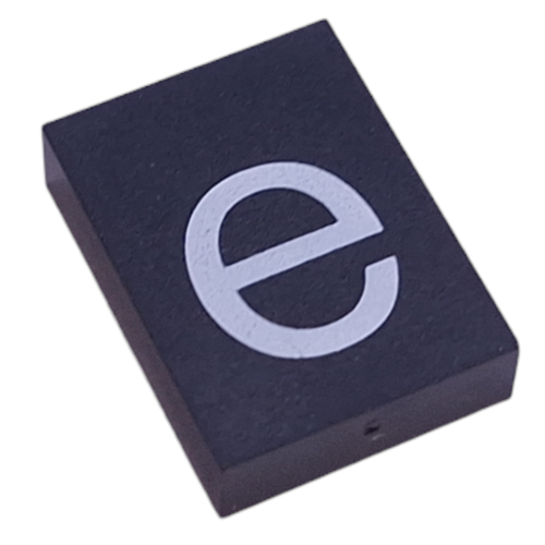 Modulex Tile 3 × 4 with White 'e' Print, without Internal Supports