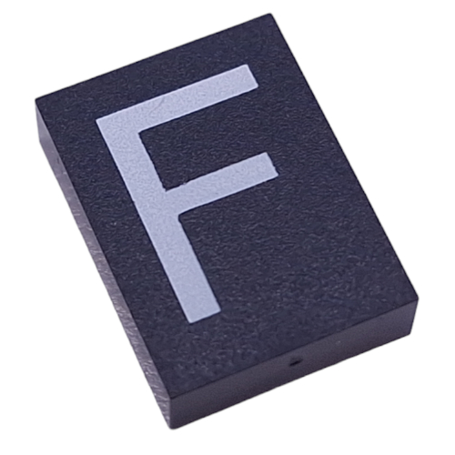 Modulex Tile 3 × 4 with White 'F' print, without Internal Supports