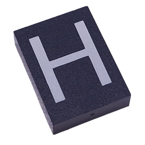 Modulex Tile 3 × 4 with White 'H' print, without Internal Supports in Modulex Tile Gray