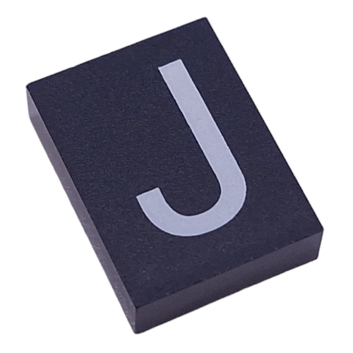 Modulex Tile 3 × 4 with White 'J' print, without Internal Supports