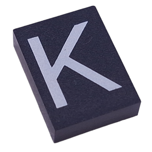 Modulex Tile 3 × 4 with White 'K' print, without Internal Supports