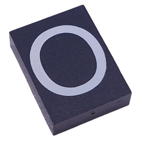 Modulex Tile 3 × 4 with White 'O' print, without Internal Supports in Modulex Tile Gray