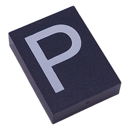 Modulex Tile 3 × 4 with White 'P' Print, without Internal Supports