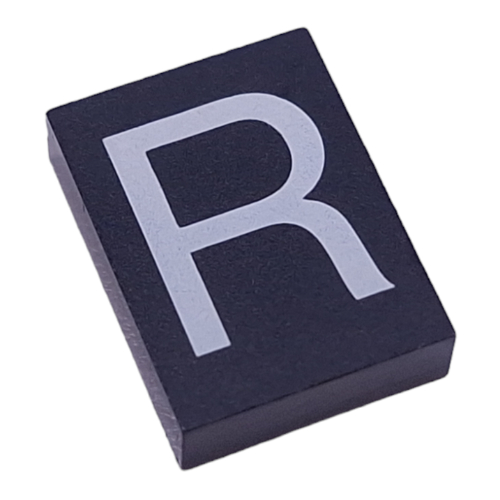 Modulex Tile 3 × 4 with White 'R' Print, without Internal Supports