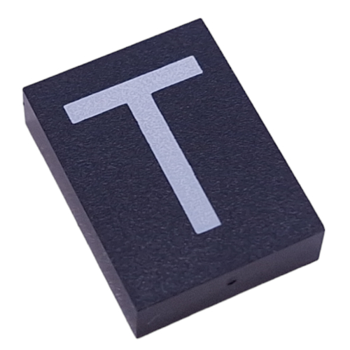 Modulex Tile 3 × 4 with White 'T' print, without Internal Supports