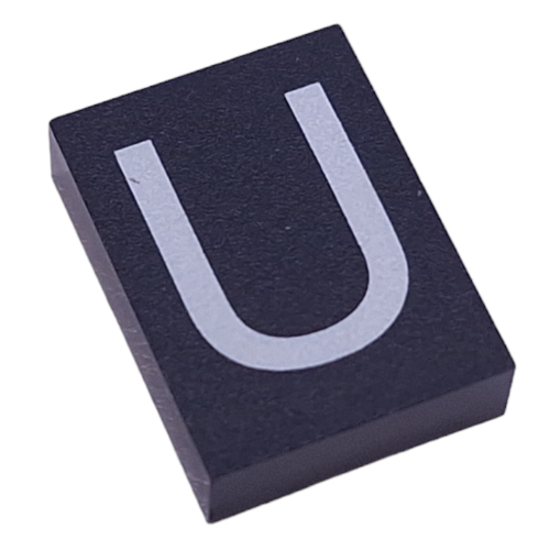 Modulex Tile 3 × 4 with White 'U' Print, without Internal Supports
