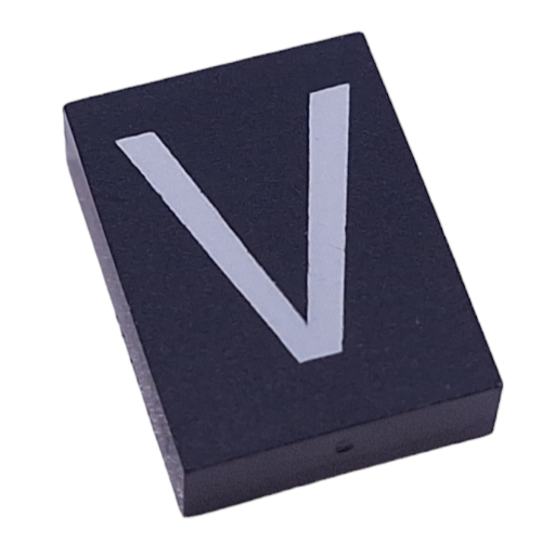 Modulex Tile 3 × 4 with White 'V' Print, without Internal Supports